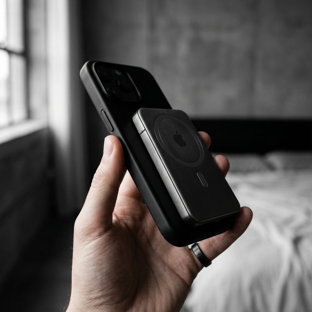 MagSlim snapped to phone in hand